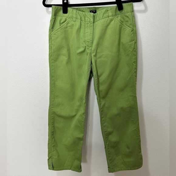 J. Crew Factory Women’s Sz 2 Favorite Fit Green Cropped Pants Flat Front Trouser - Picture 1 of 4